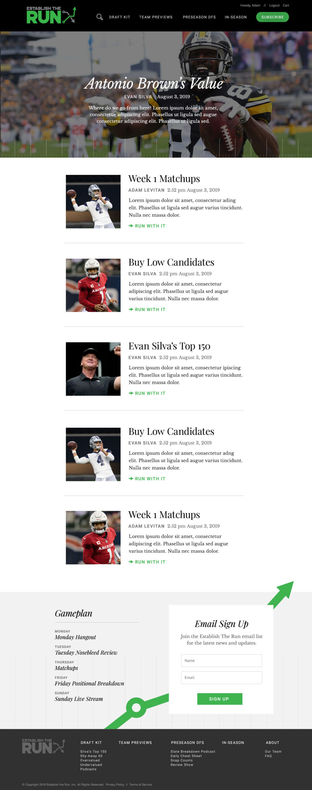Establish the Run Homepage Design